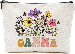 Gamma Wildflowers Gifts For Mother's Day Makeup Bags - Gamma Flower Gift Bags - Mom Birthday Gifts - Travel Cosmetic Bag For Birthday