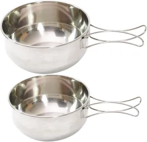 GANAZONO 1set Stainless Steel Camping Bowl with Folding Handle Portable Travel Bowl for Picnic and Outdoor Dining Space-saving Design Resistant Easy to Clean for Camping and Hiking