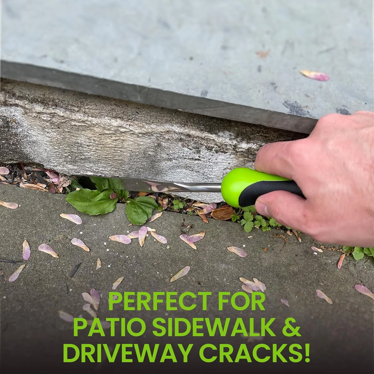 Garden Guru Patio Crack Weeder Tool with Ergonomic Handle – Stainless Steel Weed Puller for Patio Sidewalk Driveway Cracks | Rust Resistant