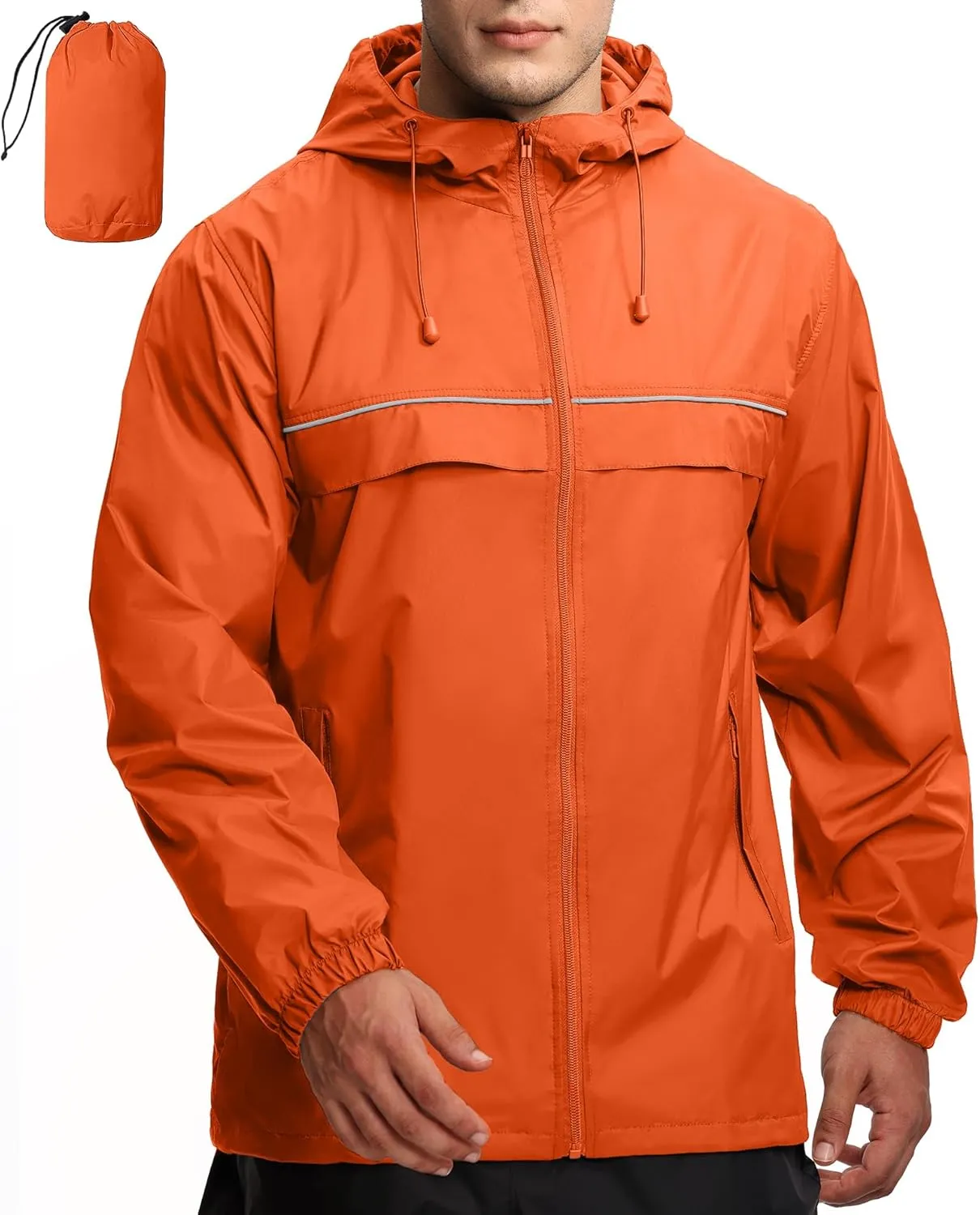 GEEK LIGHTING Mens Waterproof Hooded Rain Jacket Lightweight Raincoat for Outdoor Hiking Running Travel
