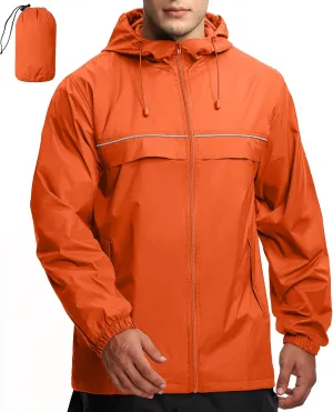 GEEK LIGHTING Mens Waterproof Hooded Rain Jacket Lightweight Raincoat for Outdoor Hiking Running Travel