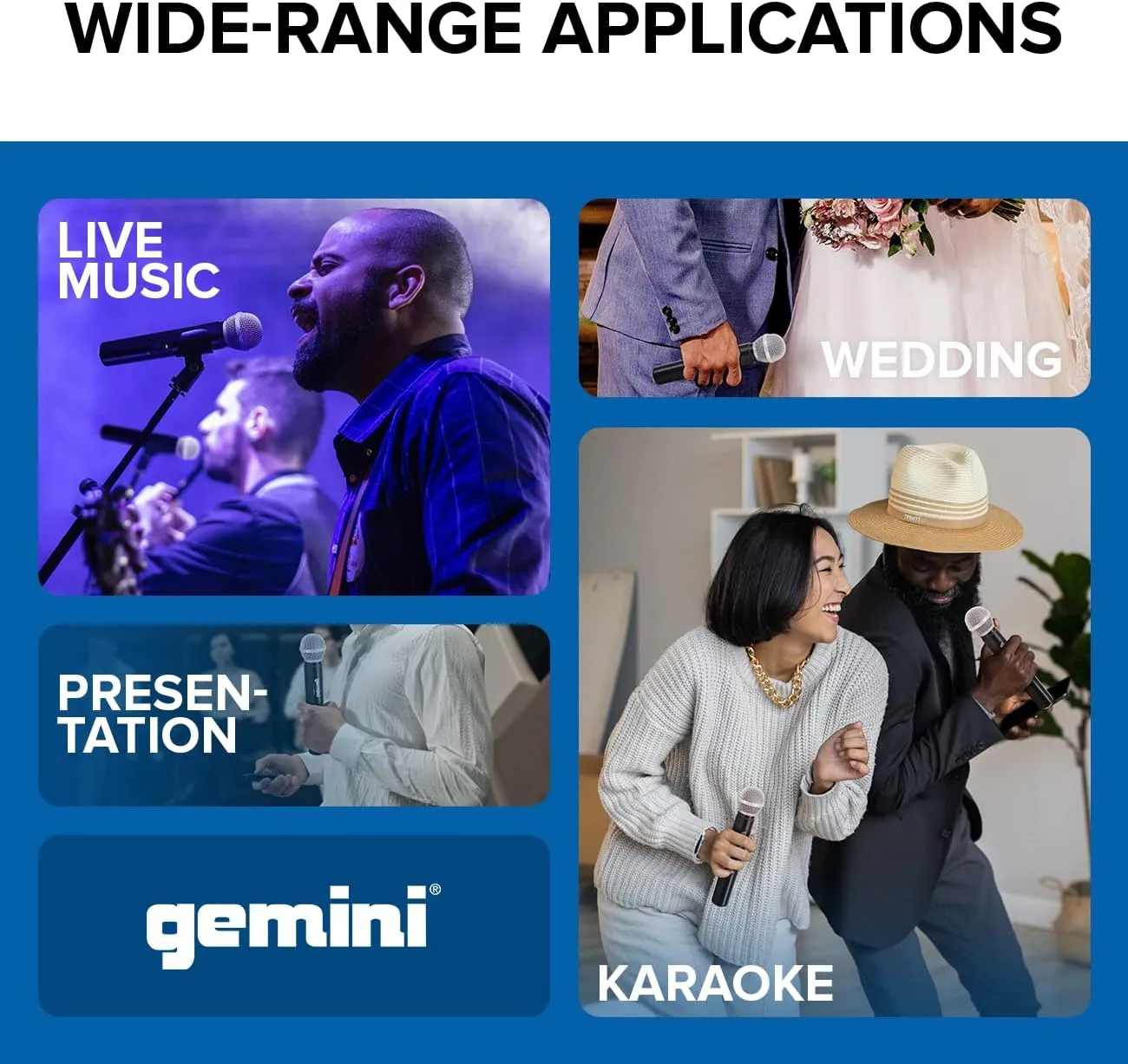 Gemini UHF-02M S12 Dual Wireless Handheld Microphone System - Ch 1 & 2 - DJ, Karaoke, and Podcasting Mic Set