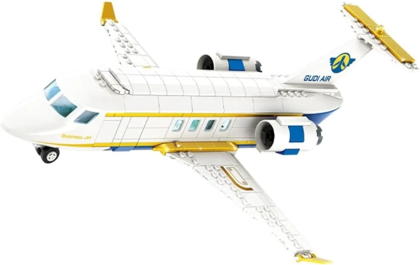 General Jim's White Business Passenger Airplane Two Vehicle Set, Private VIP Passenger Plane and Taxi 347 Piece Modular Building Blocks Bricks Set - for Teens and Adults