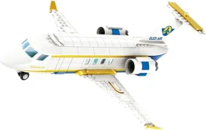 General Jim's White Business Passenger Airplane Two Vehicle Set, Private VIP Passenger Plane and Taxi 347 Piece Modular Building Blocks Bricks Set - for Teens and Adults