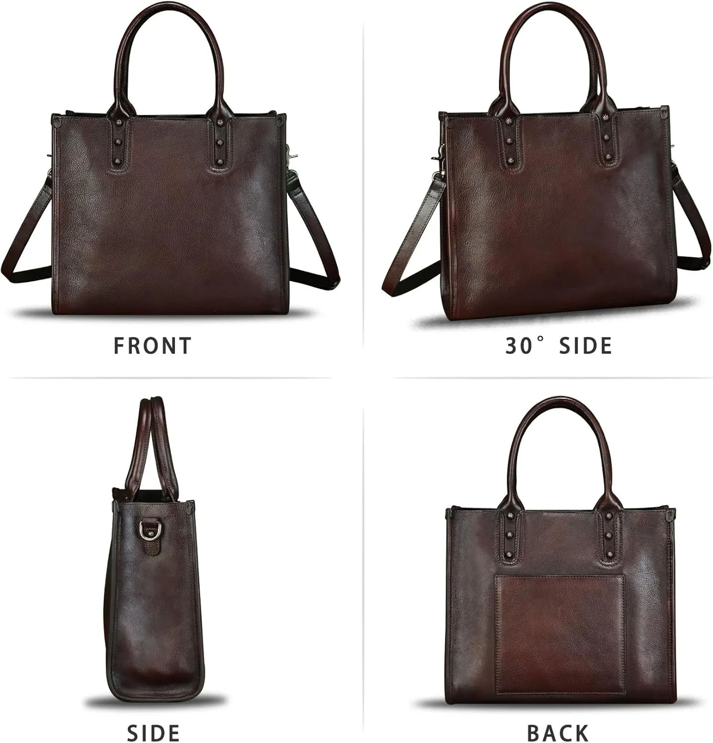 Genuine Leather Purses and Handbags for Women Tote Bag Vintage Crossbody Shoulder Bag Top Handle Bag Satchel