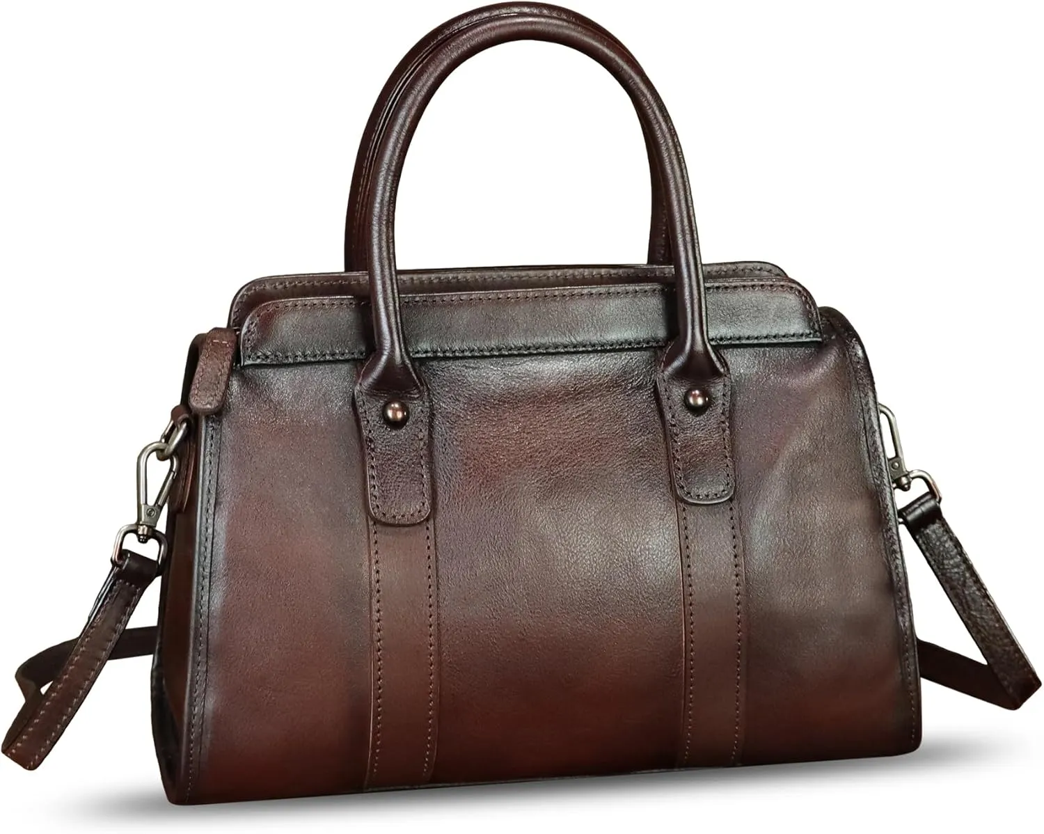 Genuine Leather Purses and Handbags for Women Vintage Handmade Leather Top Handle Purses Satchel Shoulder Bag with Strap