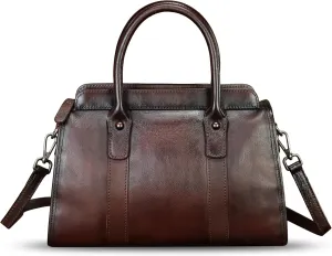 Genuine Leather Purses and Handbags for Women Vintage Handmade Leather Top Handle Purses Satchel Shoulder Bag with Strap