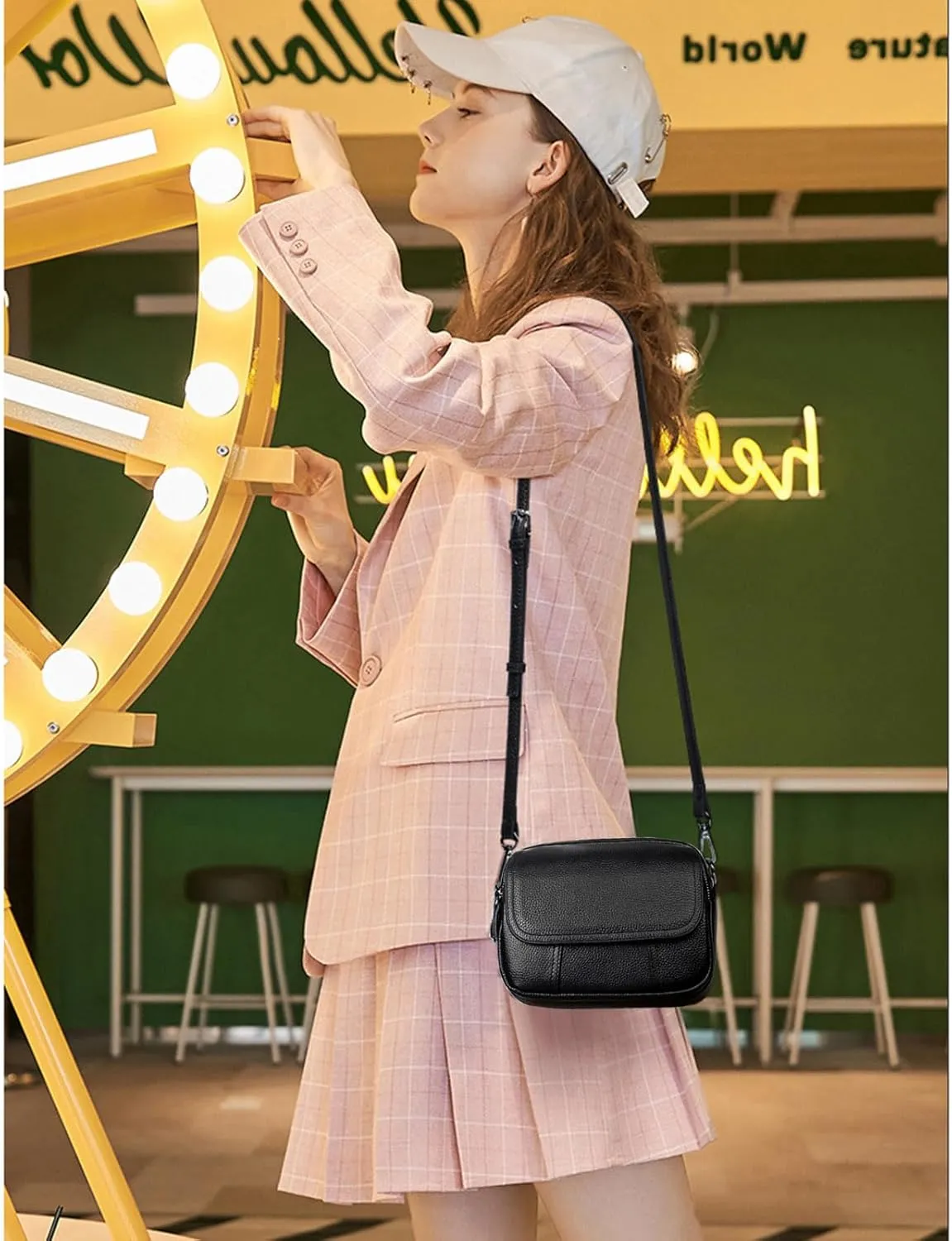 Genuine Leather Purses for Women Trendy Crossbody Bags Small Clutch Purse Shoulder Stachel Handbag Camera Bag