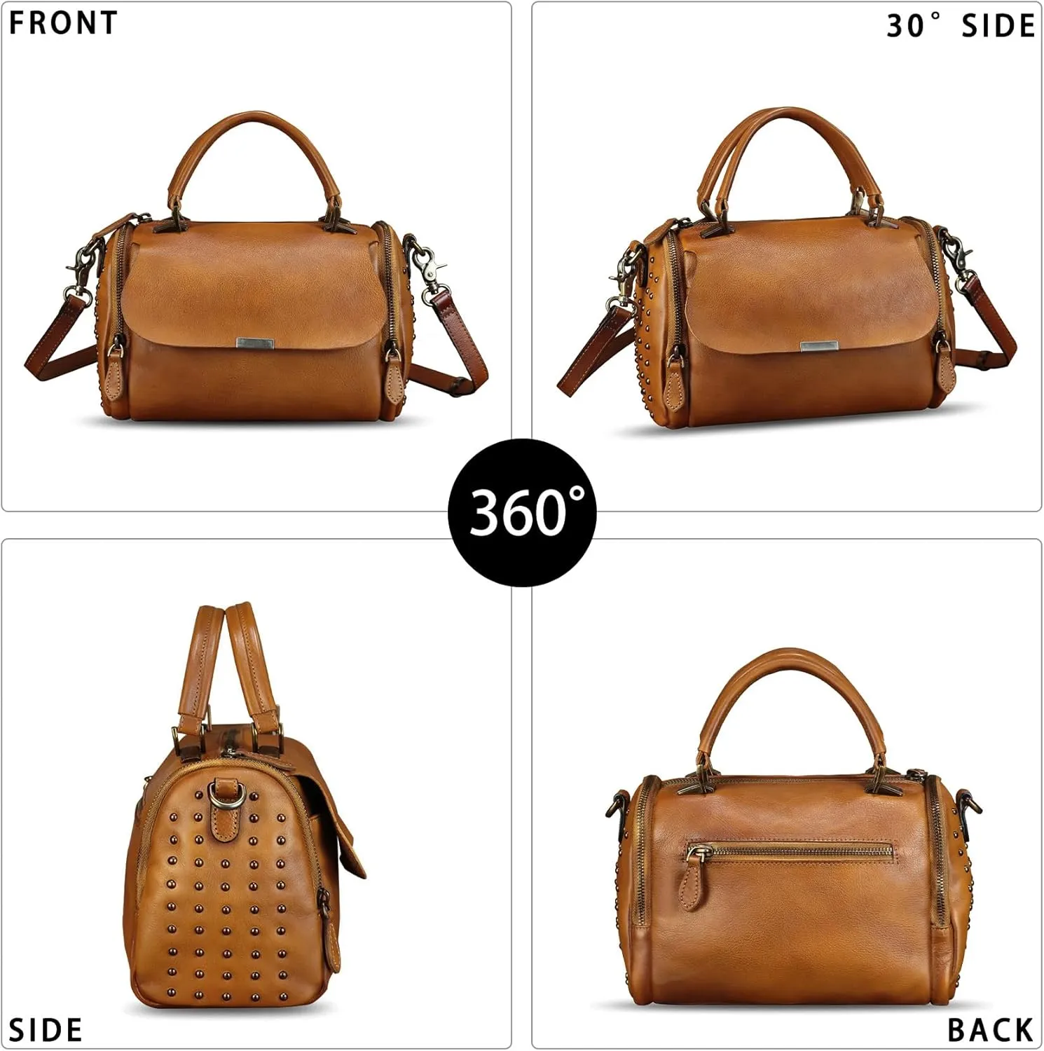 Genuine Leather Satchel for Women - Handbag with Top Handle and Shoulder Strap - Crossbody Bag - Handmade Purses