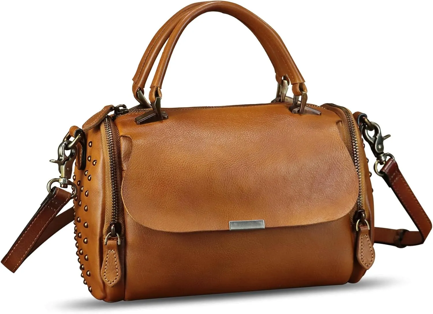 Genuine Leather Satchel for Women - Handbag with Top Handle and Shoulder Strap - Crossbody Bag - Handmade Purses
