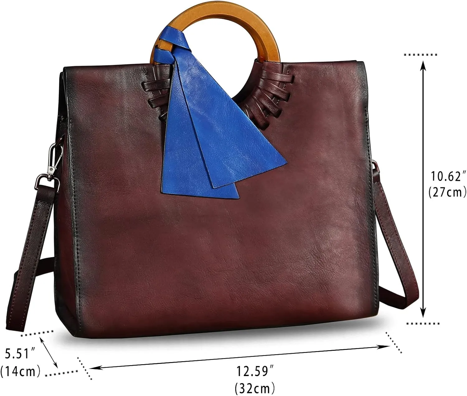 Genuine Leather Top Handle Handbag for Women Vintage Satchel Retro Cowhide Handmade Crossbody Bag Purses