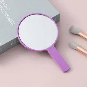 GeRRiT Cosmetic Mirror, Square HD Handheld Mirror, Portable Handheld Handle, Beauty Small Mirror Round Purple