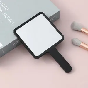 GeRRiT Cosmetic Mirror, Square HD Handheld Mirror, Portable Handheld Handle, Beauty Small Mirror Square Black