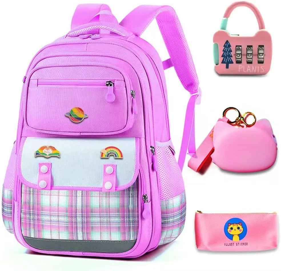 Girl Backpack.Anti Theft travel backpack Laptop Backpack Large Capacity Rainbow Backpack Adjustable Shoulder Strap Rainbow Bookbag school.Backpack.Anime.Backpack.Combination.lock.Wallet(Purple)