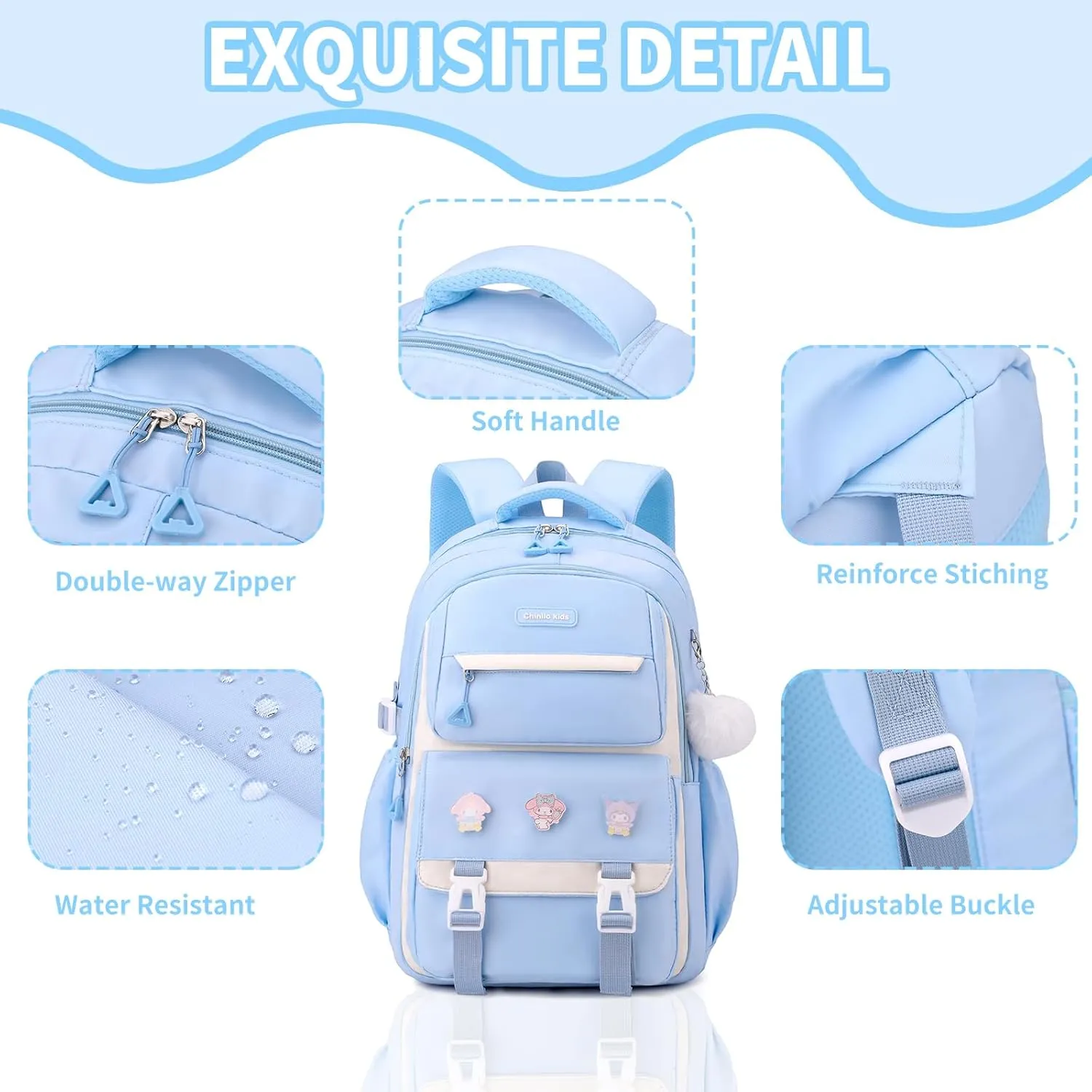 Girls Backpack,Kids Backpack for Teen Girls School Bookbag for Elementary Primary High School (Blue)