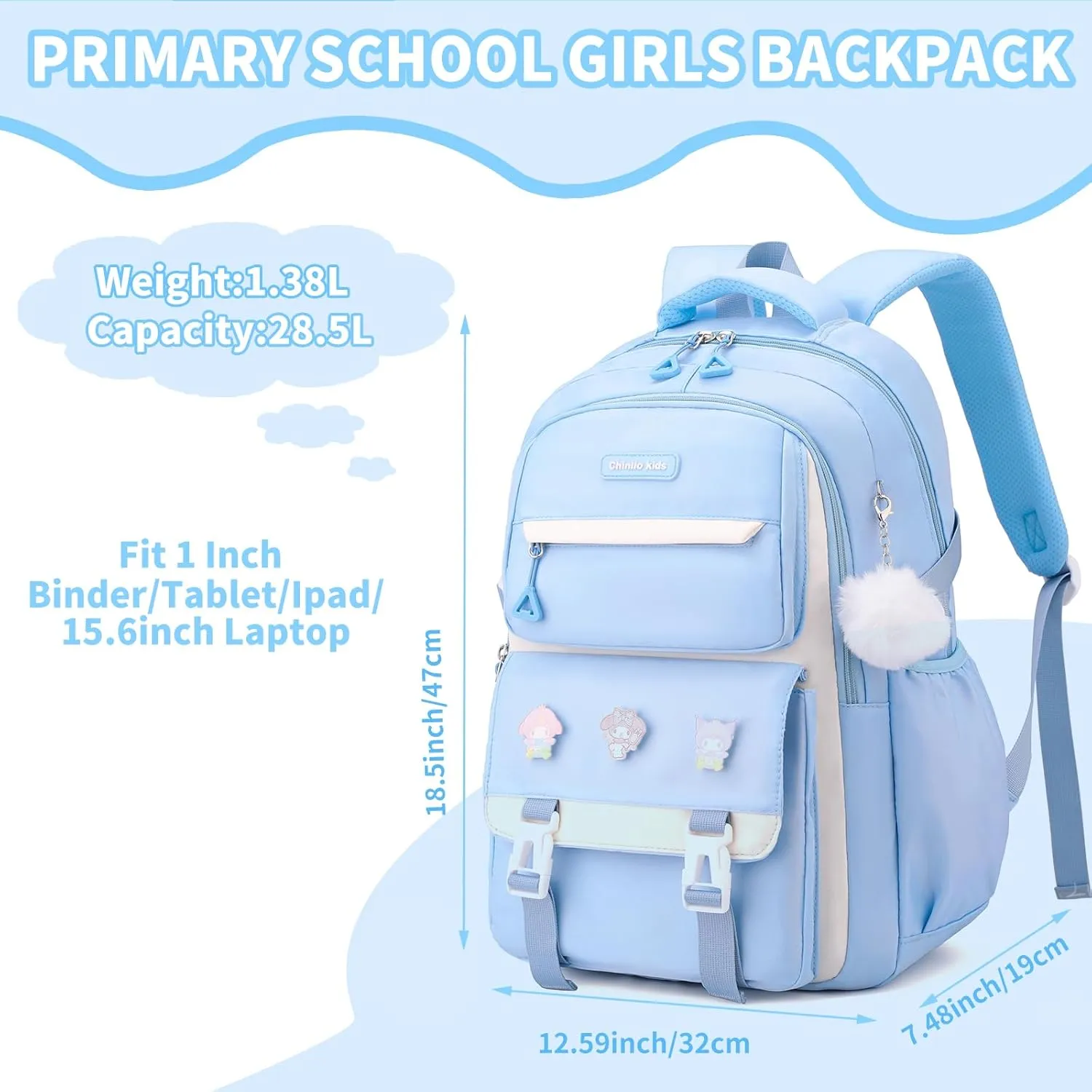 Girls Backpack,Kids Backpack for Teen Girls School Bookbag for Elementary Primary High School (Blue)