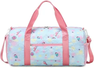 Girls Dance Bag with Shoe Compartments,Gymnastics Bag Overnight Weekender Bag Teen Gym Bag Travel Duffle Sleepover Carry On Bag (Blue)