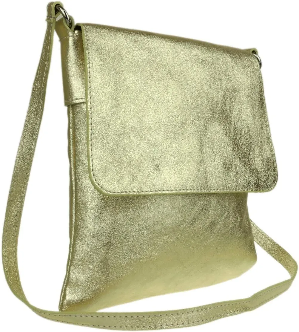 Girly HandBags Womens Italian Soft Leather Cross Body Messenger Bag Vera Plelle Shoulder Bag Flap Zipper