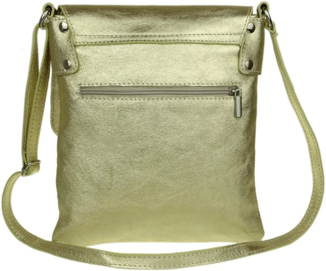 Girly HandBags Womens Italian Soft Leather Cross Body Messenger Bag Vera Plelle Shoulder Bag Flap Zipper
