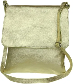 Girly HandBags Womens Italian Soft Leather Cross Body Messenger Bag Vera Plelle Shoulder Bag Flap Zipper