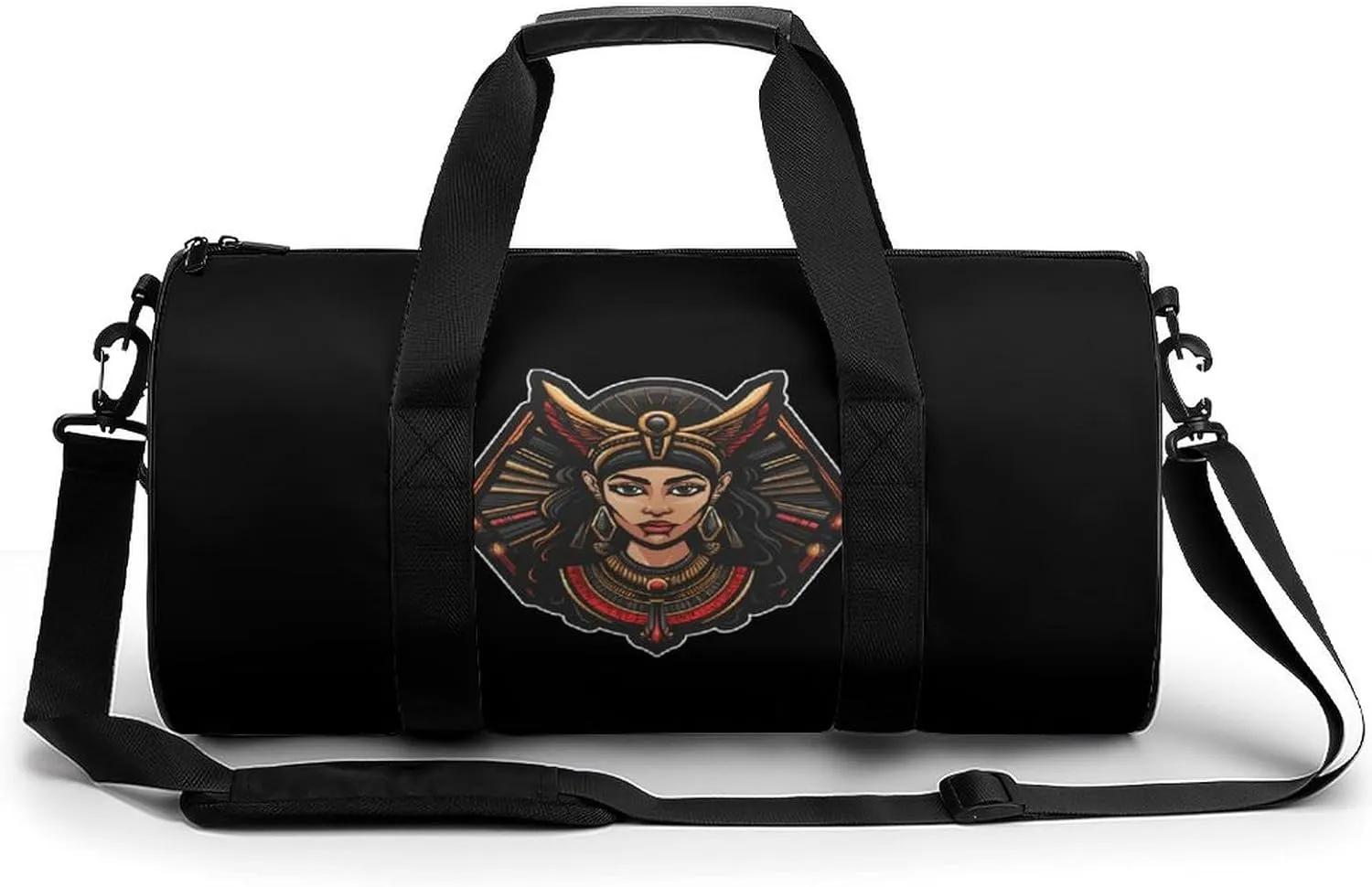 Goddess Egyptian Pharaoh Pyramid Ancient Egypt (1) Gym Bag Cylindrical Sports Bag Travel Duffel Bag with Shoulder Strap