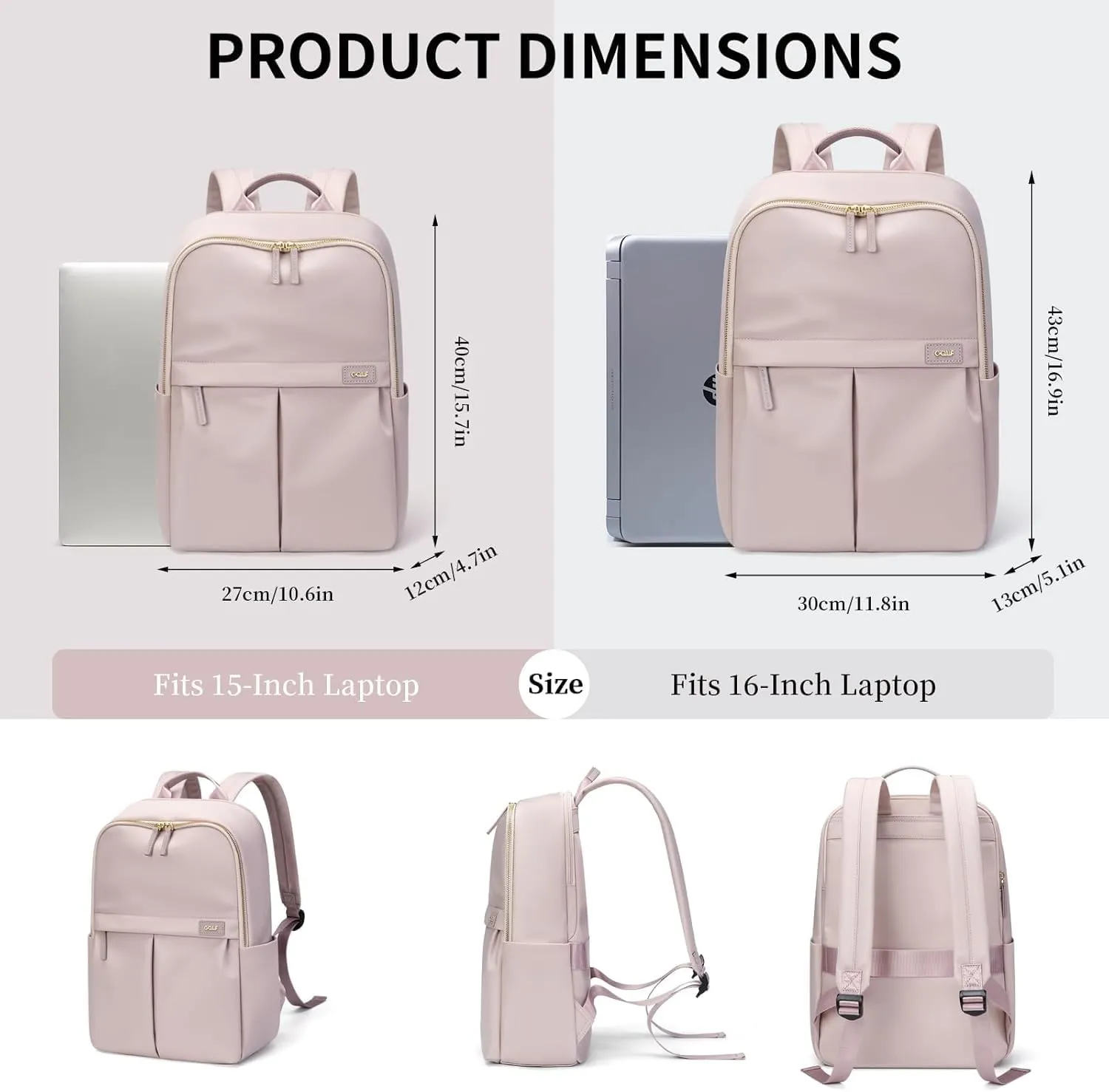 GOLF SUPAGS Laptop Backpack with Separate Laptop Compartment Water Resistant Computer Backpacks Fits 15.6 Inch Notebook Travel Work Bags for Women (Pink)