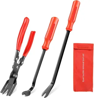 GOOACC 3 Pcs Clip Pliers Set & Fastener Remover - Auto Upholstery Combo Repair Kit with Storage Bag for Car Car Panel Dashboard