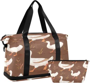 Gooses and Grass Travel Duffel Bag Gym Tote Bag for Sports Waterproof Carry On Weekender Bag with Compartment
