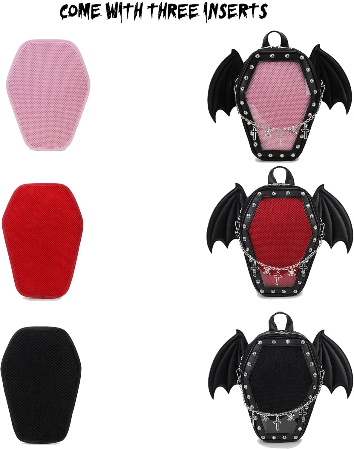 Gothic Coffin Shape Fashion Purses and Handbags for Women Halloween Shoulder Bag Backpack