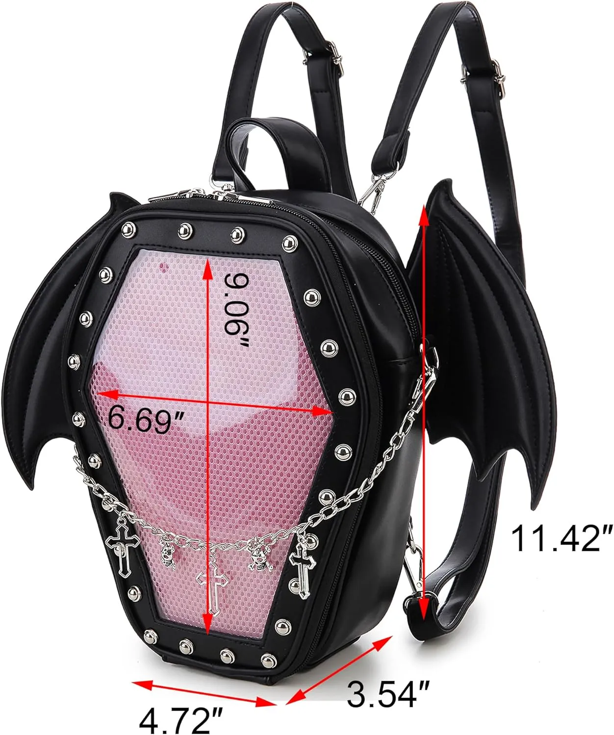 Gothic Coffin Shape Fashion Purses and Handbags for Women Halloween Shoulder Bag Backpack