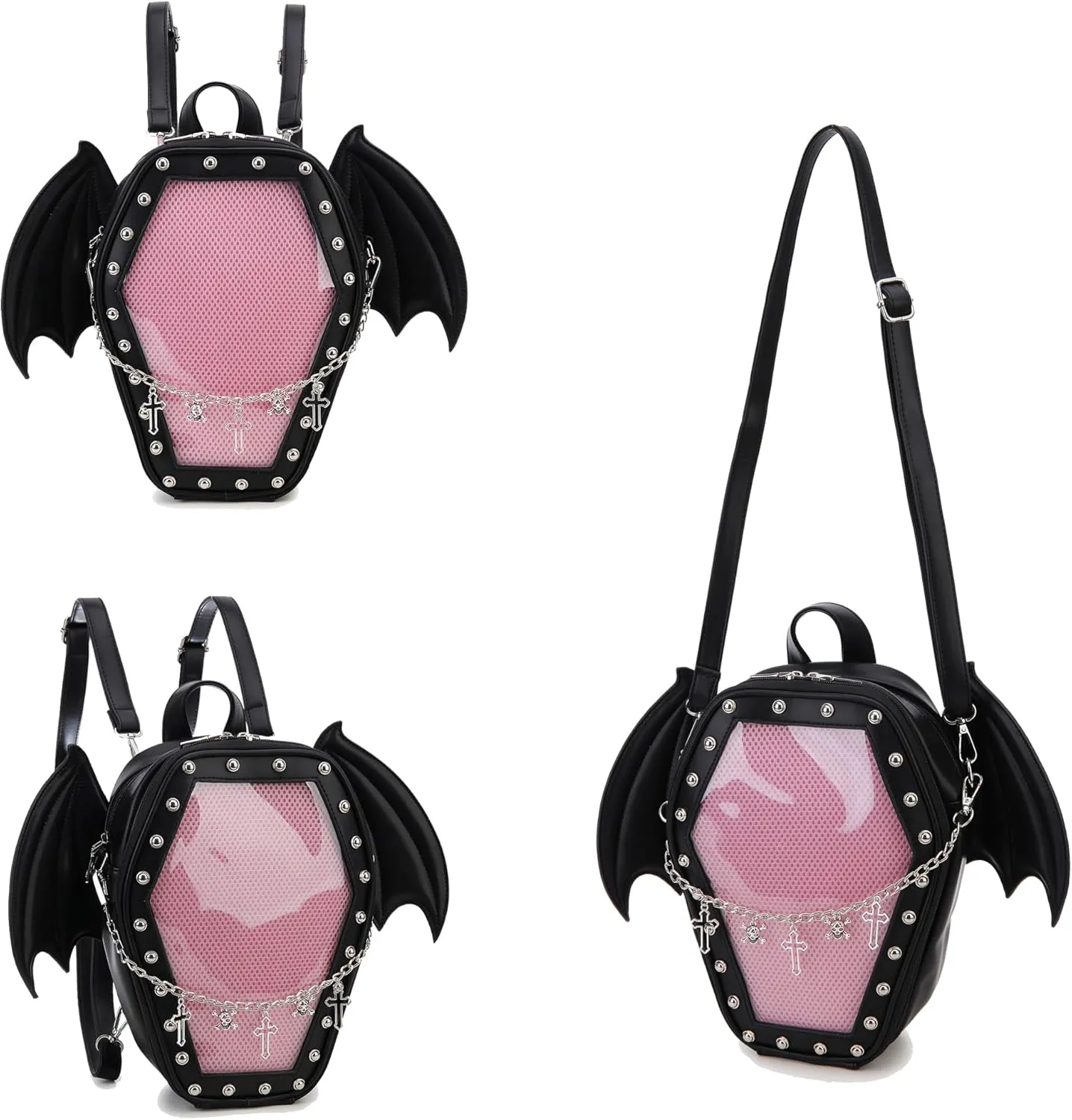 Gothic Coffin Shape Fashion Purses and Handbags for Women Halloween Shoulder Bag Backpack