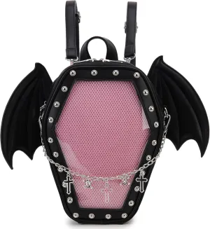 Gothic Coffin Shape Fashion Purses and Handbags for Women Halloween Shoulder Bag Backpack