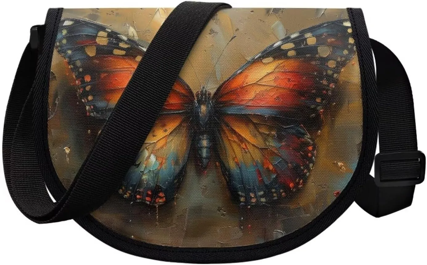 Gothic Rose Butterfly Women Cross Body Bag, Iris Flower Casual Shoulder Bag, Milk Cow Dot Satchel Messenger Bags