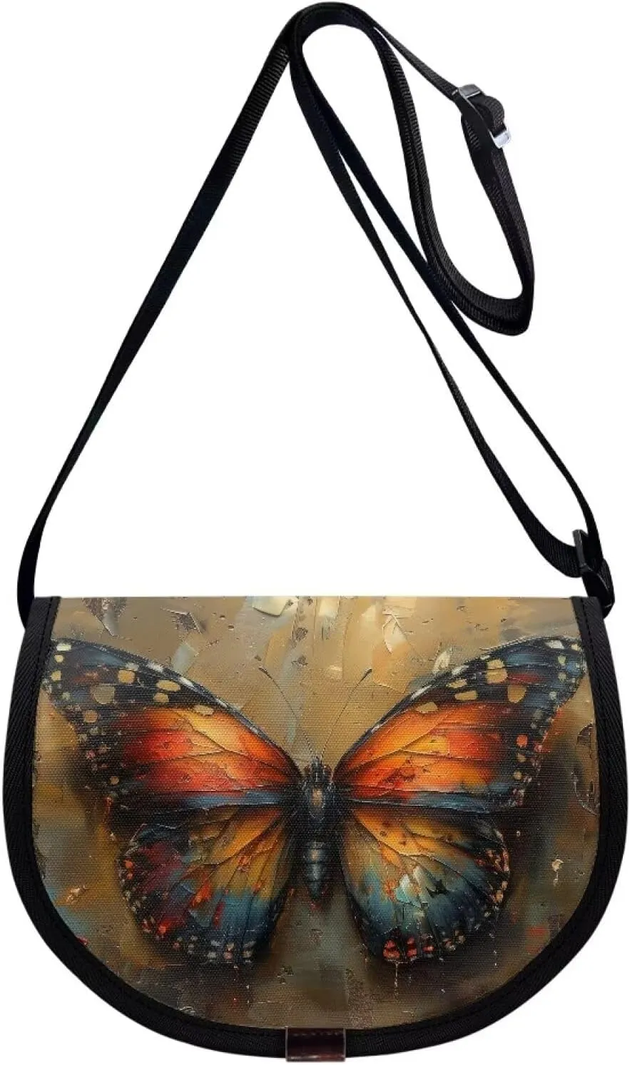 Gothic Rose Butterfly Women Cross Body Bag, Iris Flower Casual Shoulder Bag, Milk Cow Dot Satchel Messenger Bags