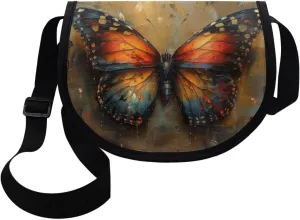 Gothic Rose Butterfly Women Cross Body Bag, Iris Flower Casual Shoulder Bag, Milk Cow Dot Satchel Messenger Bags