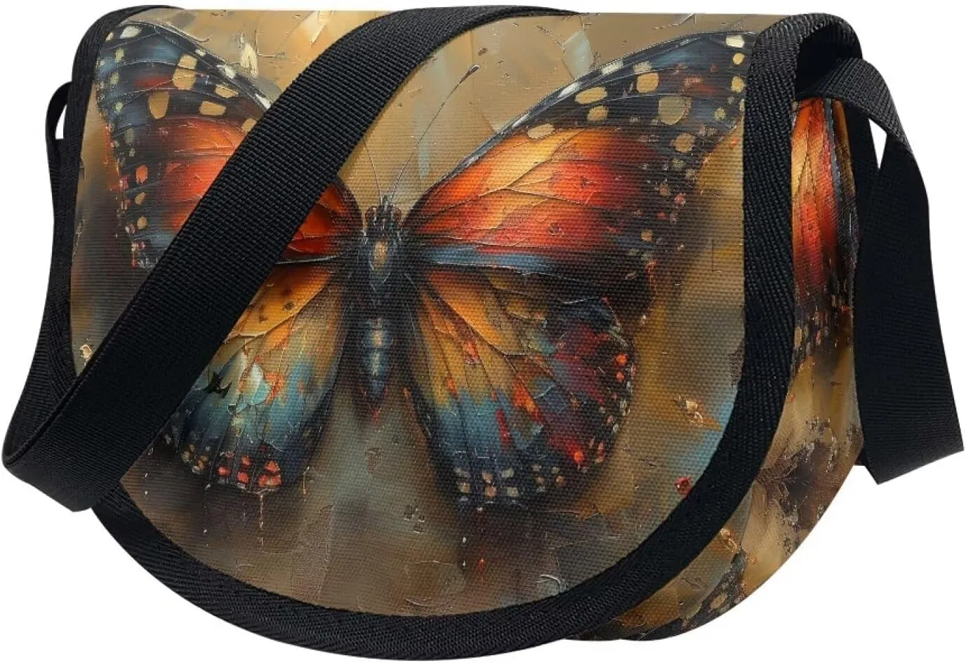 Gothic Rose Butterfly Women Cross Body Bag, Iris Flower Casual Shoulder Bag, Milk Cow Dot Satchel Messenger Bags
