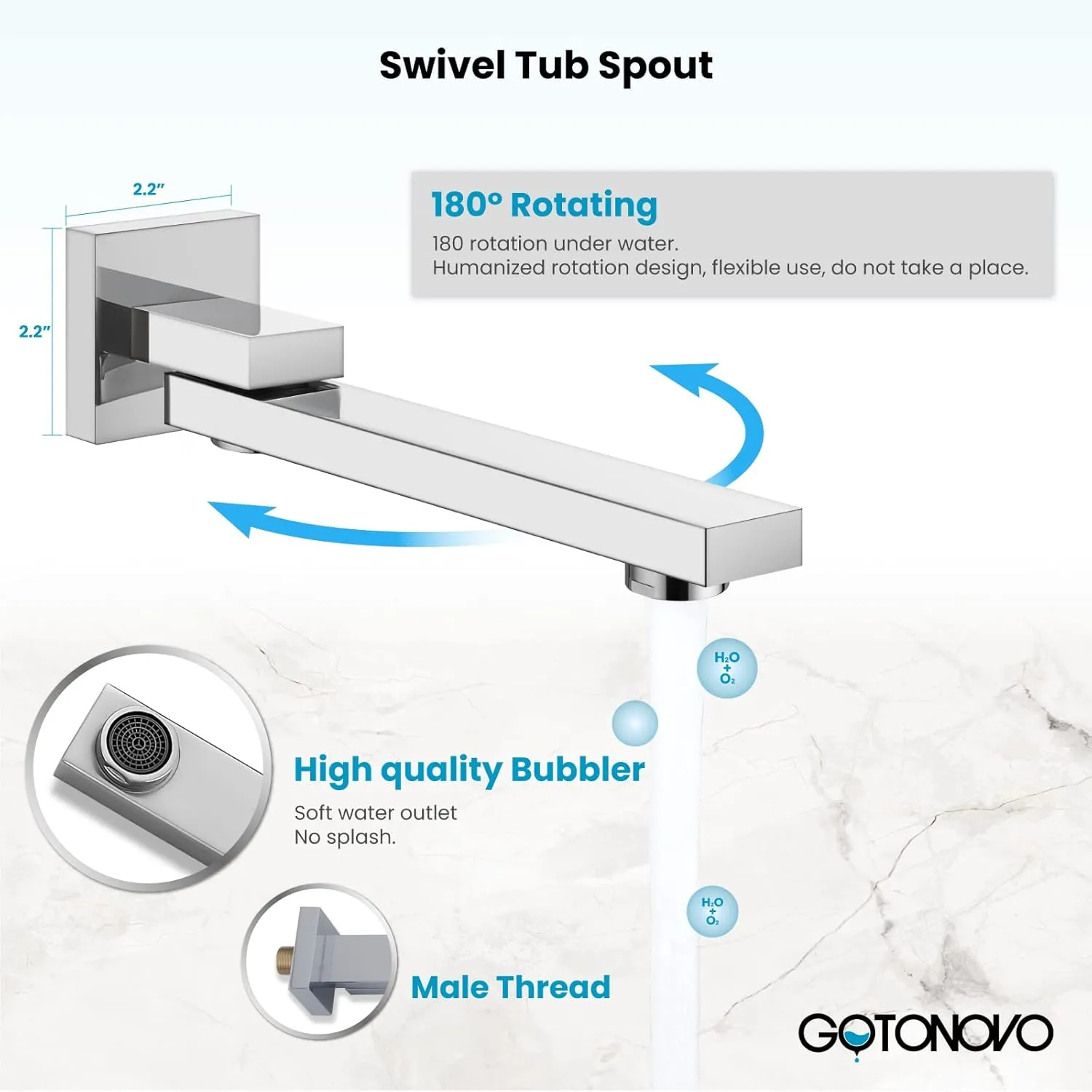 gotonovo 12 inch Bathroom Luxury 3-Function Shower Faucet Set Wall Mounted Rainfall Shower System with Tub Spout Polished Chrome Rough-in Valve Body and Trim Included with Rotating Tub Spout