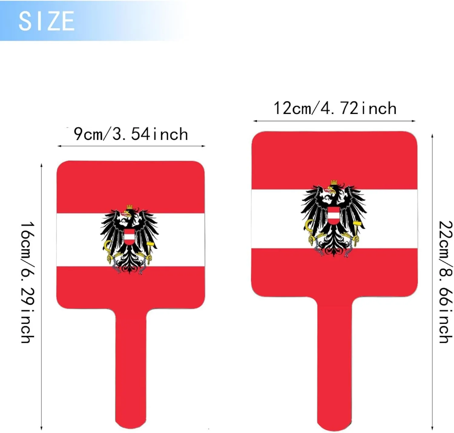 GOYMFKM Funny Austria Map Flag Makeup Mirror with Handle, Square Cosmetic Hand Mirror, Portable Travel Handheld Mirror for Makeup, Shaving, Facial Care Black 9×16Cm