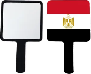 GOYMFKM Handheld Makeup Mirrors with Egypt Flag - Hand Held Mirror with Handle for Makeup, Portable Travel Beauty Vanity Mirror for Men Women (Square) Black 9×16Cm