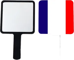GOYMFKM Handheld Makeup Mirrors with France Flag - Hand Held Mirror with Handle for Makeup, Portable Travel Beauty Mirror for Men Women(Square) Black 9×16Cm