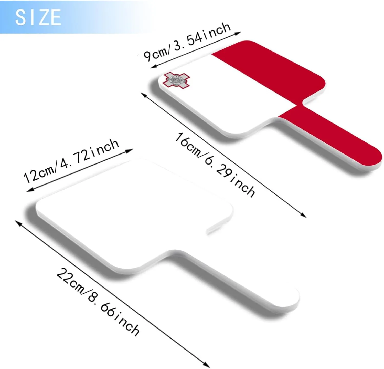 GOYMFKM Handheld Makeup Mirrors with Malta Flag - Hand Held Mirror with Handle for Makeup, Portable Travel Beauty Mirror for Men Women(Square) White 9×16Cm