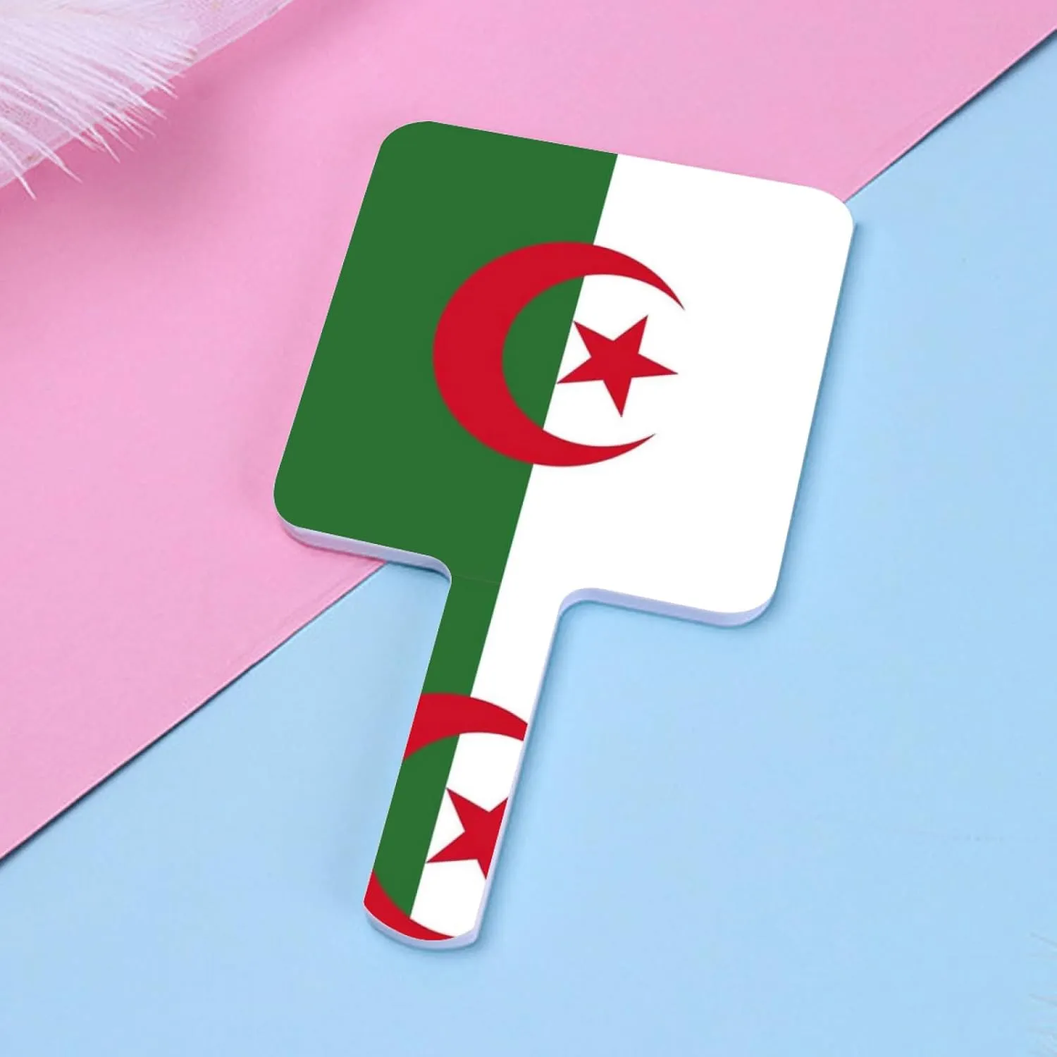GOYMFKM Handheld Travel Mirror with Handle, Algeria Flag Handheld Plain Mirror, Square Cosmetic Salon Makeup Hand Mirror for Professional Barbers and Hairdressers White 9×16Cm