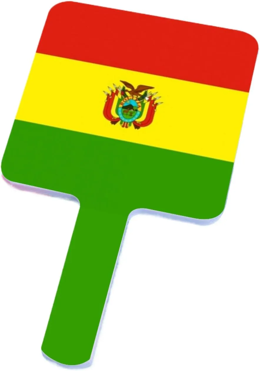 GOYMFKM Novelty Bolivia Flag Handheld Makeup Mirror Square Travel Cosmetic Mirror Portable Vanity Mirror Tool Fit Daily, Shaving, Beautify, Travel White 9×16Cm