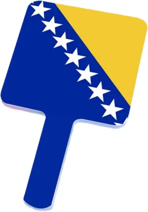GOYMFKM Novelty Bosnia and Herzegovina Flag Handheld Mirror with Handle, Square Beauty Vanity Handheld Makeup Mirrors Travel Portable Salon Mirror White 9×16Cm