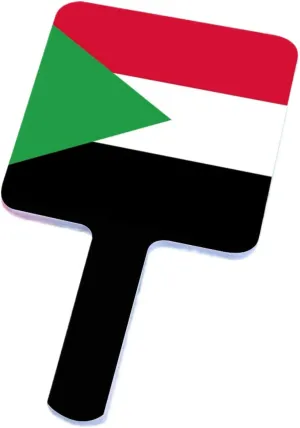 GOYMFKM Novelty Republic of Sudan Flag Hand Mirror, Square Portable Hand Held Mirror with Handle for Salon, Barber, Grooming, Vanity, Shaving, and Travel White 9×16Cm