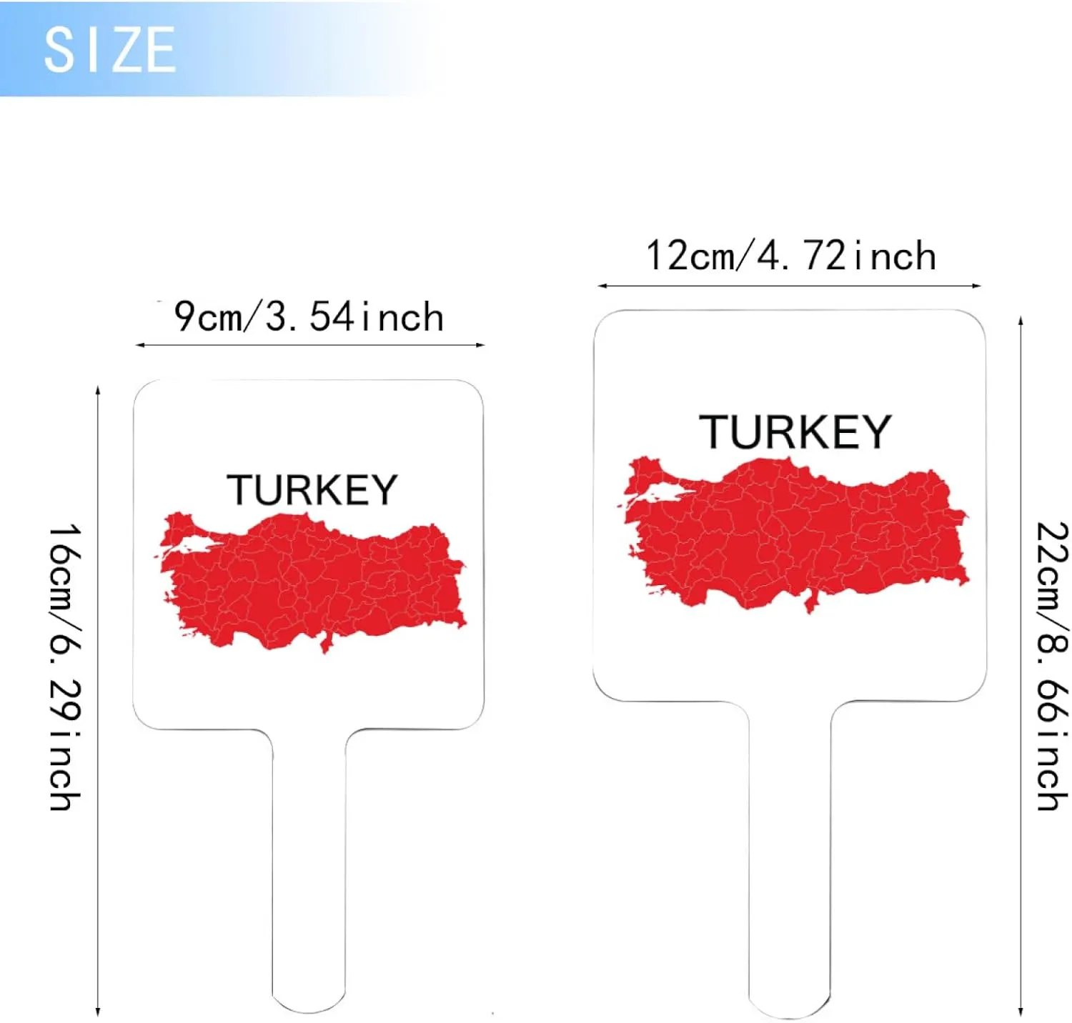 GOYMFKM Novelty Republic of Türkiye Map National Flag Handheld Vanity Mirror - Beauty Hairdressing Mirror for Women, Makeup Handheld Mirror with Handle Black 12×22Cm