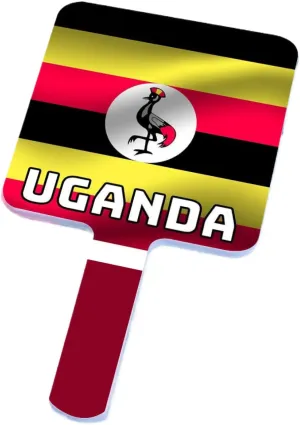 GOYMFKM Novelty Republic of Uganda Map National Flag Hand Mirror, Square Barbers and Hairdressers Mirrors, Travel Makeup Hand Held Mirror with Handle White 9×16Cm