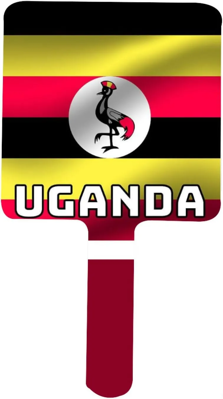 GOYMFKM Novelty Republic of Uganda Map National Flag Hand Mirror, Square Barbers and Hairdressers Mirrors, Travel Makeup Hand Held Mirror with Handle White 9×16Cm