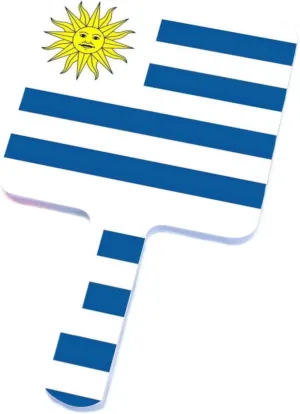 GOYMFKM Novelty Uruguay Flag Handheld Mirror with Handle, Square Salon Beauty Vanity Handheld Makeup Mirrors Portable Travel Mirror for Makeup White 9×16Cm