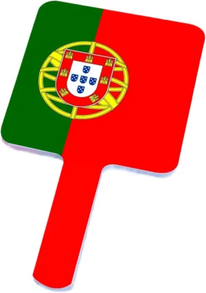 GOYMFKM Portable Travel Hand Mirror - Salon Barber Hairdressing Handheld Mirror with Handle, Novelty Portugal Flag Pattern Makeup Mirror(Square) White 9×16Cm